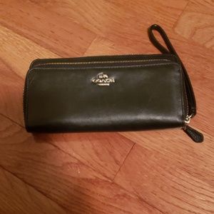 COACH Black wallet with wrist strap